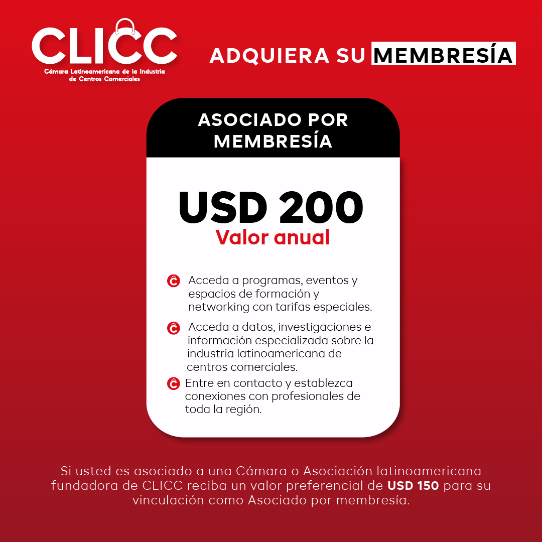 ShoppingArg's tweet photo. Les compartimos la propuesta de asociación de la Cámara Latinoamericana de la Industria de Centros Comerciales-CLICC, entidad que inició sus actividades en el presente año y de la cual nuestra Cámara es Miembro Fundador.
Pueden comunicarse al correo: info@clicclatam.org https://t.co/1WbHrMb4gA