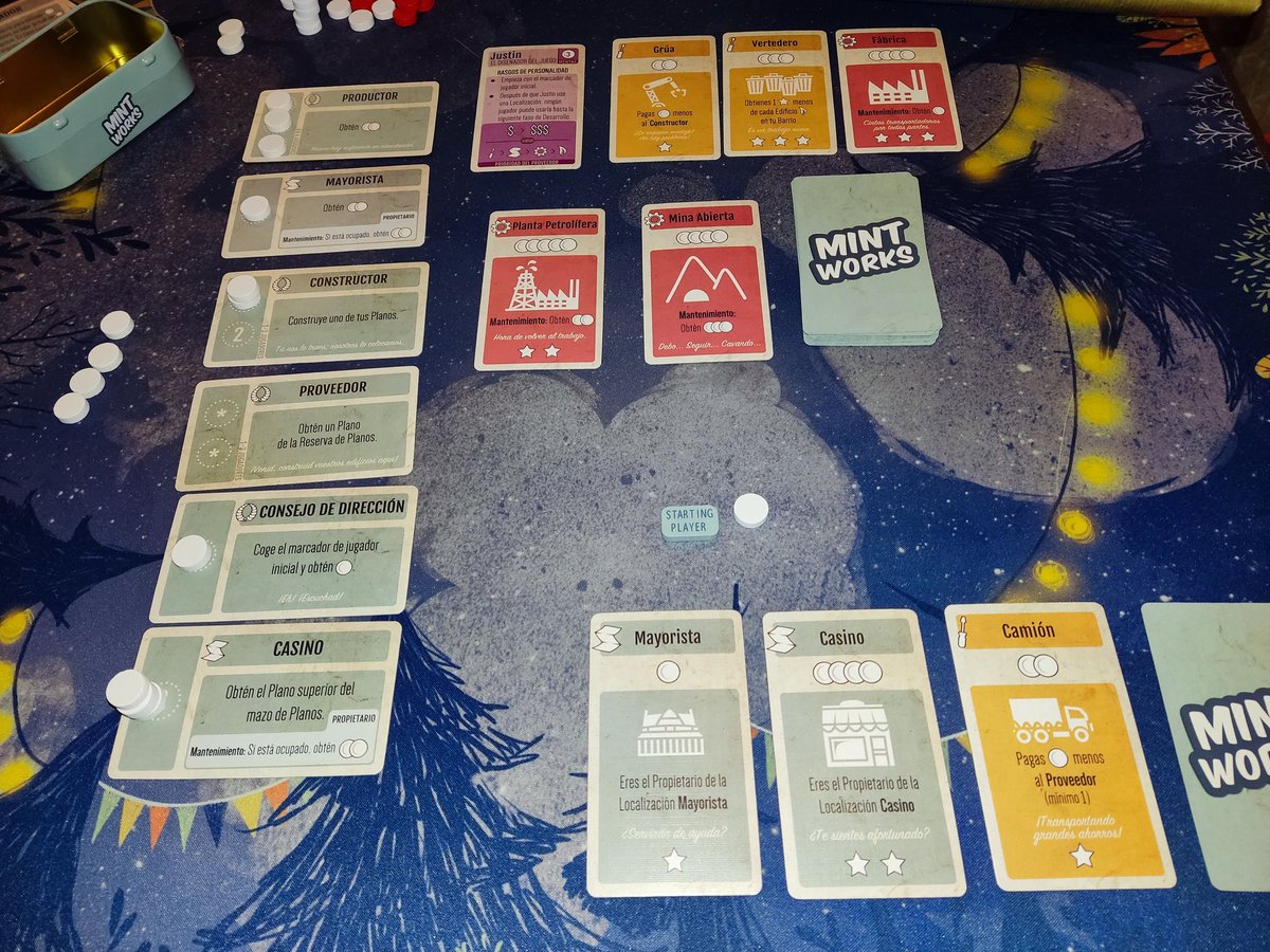 Elmeeplealrio's tweet photo. Par de partidas a #Grove (solitario puro y duro) y una a #MintWorks (de 1-4 jugadores). Un par de juegos apañaos de partidas cortas ( 10-15min.), que ocupan poco en mesa y entretienen. No me han enamorado como el Palm Island, que en este tipo de juegos, se lleva la palma 😁🤣 https://t.co/JQfAAy48kh