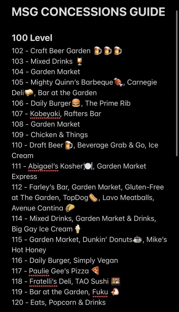 divided_scott's tweet photo. MSG CONCESSIONS GUIDE 
⭕️🍺🍹🍔🍕🌮🐔🍱 #yemsg #phish https://t.co/dPRCMZMuv9