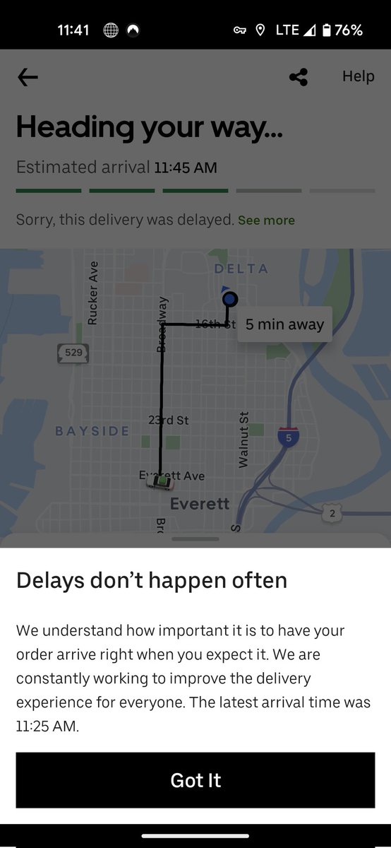 HotHead_229's tweet photo. @UberEats I'm having an issue with one of your drivers, they have been sitting there since they picked up my order. https://t.co/uj6z3WHDby