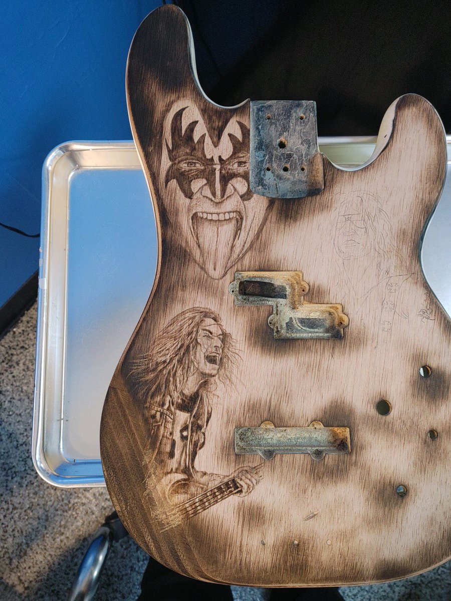 jason_baxtrom's tweet photo. Wood burned a bass guitar for a buddy of his 3 most influential musicians in his life as a thank you gift . Let me know what you think .#woodburning #Metallica #KISSARMY #GunsNRoses @DuffMcKagan @JamesHetfieldMF @genesimmons https://t.co/NAlxVoV9u1