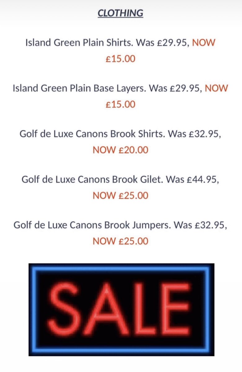 CustomGolfEssex's tweet photo. Sale now on…
Exciting and lucrative offers
Please contact the shop on 01279418357.
Once they’ve gone they’re gone….
@CanonsBrookGolf #leapgolfshopandstudio #sale #saleitems #savemoney #lucrative #offers https://t.co/V0a8rhgqAt
