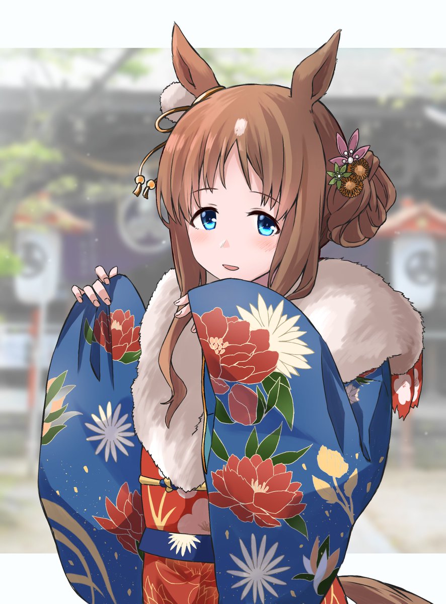 grass wonder (umamusume) 1girl animal ears horse ears japanese clothes horse girl kimono solo  illustration images