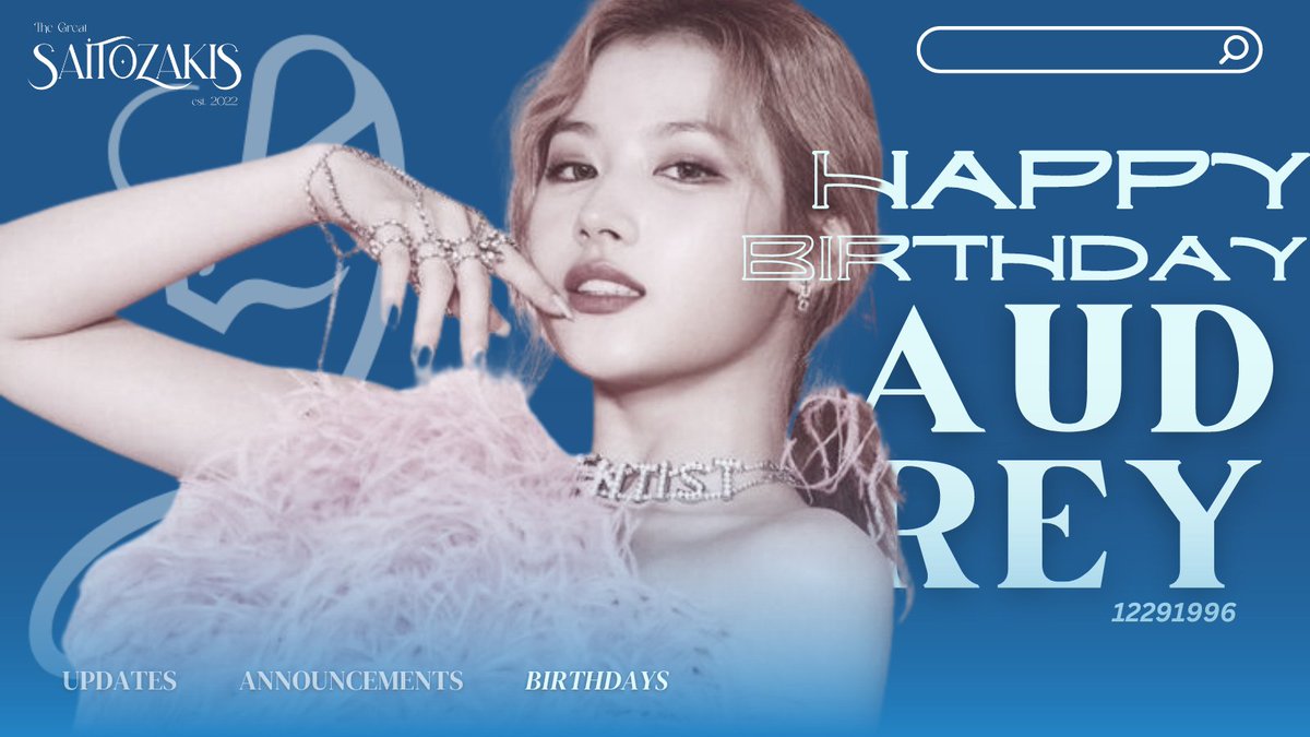 ᅠ
ᅠ
ᅠ
﹙♞﹚ ──  SAITOZAKIS  ✧✦✧

  ʻ お誕生日おめでとうございます。.ᐟ
    we wish you a prosperous and happy 
    birthday, our dear Audrey .ᐟ ’

    <a href="/fairveus/">ً</a> <a href="/anqelust/">ً高.</a> 
ᅠ
ᅠ
ᅠ