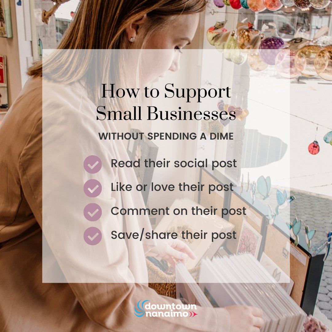 Want to support local with out spending a dime? Try these tricks to help support your favourite Nanaimo small/ local business! 

 #downtownnanaimo #nanaimosmallbusiness #nanaimoretail  #nanaimoshoplocal #shoplocalnanaimo #vancouverislandbusiness  #shoplocalcanada