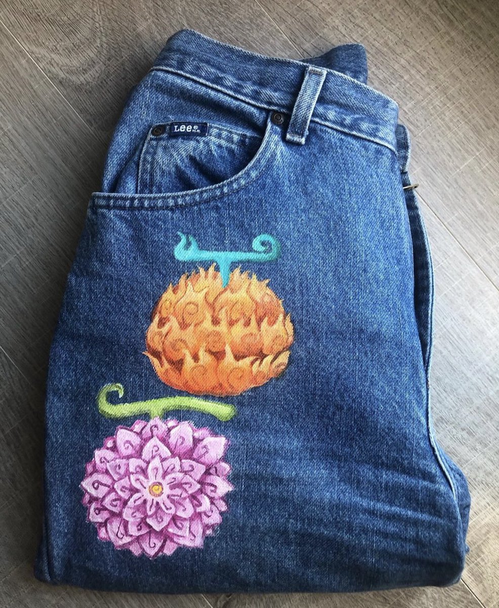 customjeany's tweet photo. #ONEPIECE Jean custom fruit du démon ! 
Je prend les commandes de n’importe quel custom en dm https://t.co/OcopshRocf