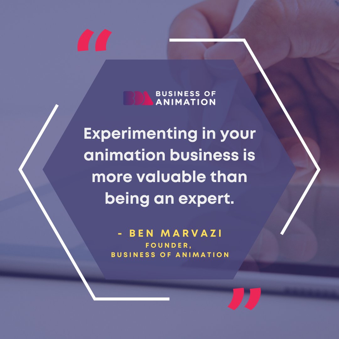 animationbiz's tweet image. "Experimenting in your animation business is more valuable than being an expert." -Ben Marvazi, Founder of Business of Animation

Want to Start and Build Your Own Animation Studio?

#AnimationQuote #AnimationQuotes #AnimationInspiration #AnimatorQuote #AnimatorQuotes