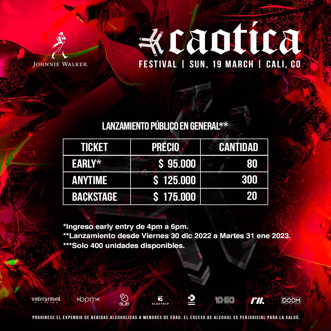 Underground_Div's tweet photo. #Caotica2023 | Boletería público en general a partir del 30 de Dic con promotores autorizados.

Ravers que asistieron a Road to Caotica tienen precios exclusivos. https://t.co/s9HEwVdA6d