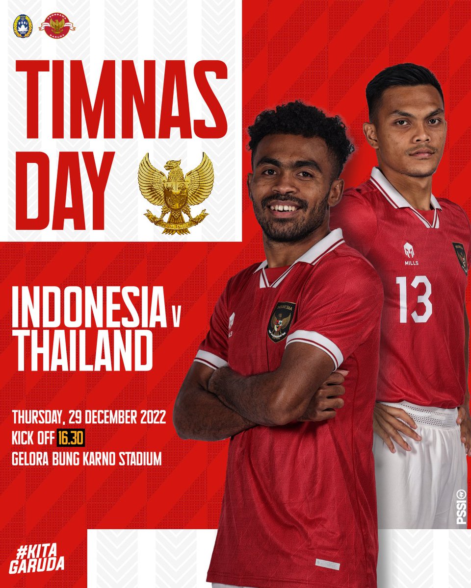 PSSI's tweet image. Timnas Indonesia akan melanjutkan perjuangannya pada Piala AFF 2022 dengan laga kontra Thailand sore ini.

Semangat berjuang, Garuda! ✊🏼🇮🇩

#KitaGaruda #MeraihImpian #TimnasDay