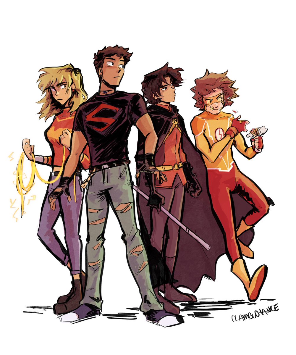 [DC] someone’s about to get their ass kicked

Felt like drawing their 2000s looks w my own touches. Individual  drawings in thread
#connerkent #konel #superboy #cassandrasandsmark #cassiesandsmark #wondergirl #timdrake #robin #bartallen #impulse #youngjustice #teentitans