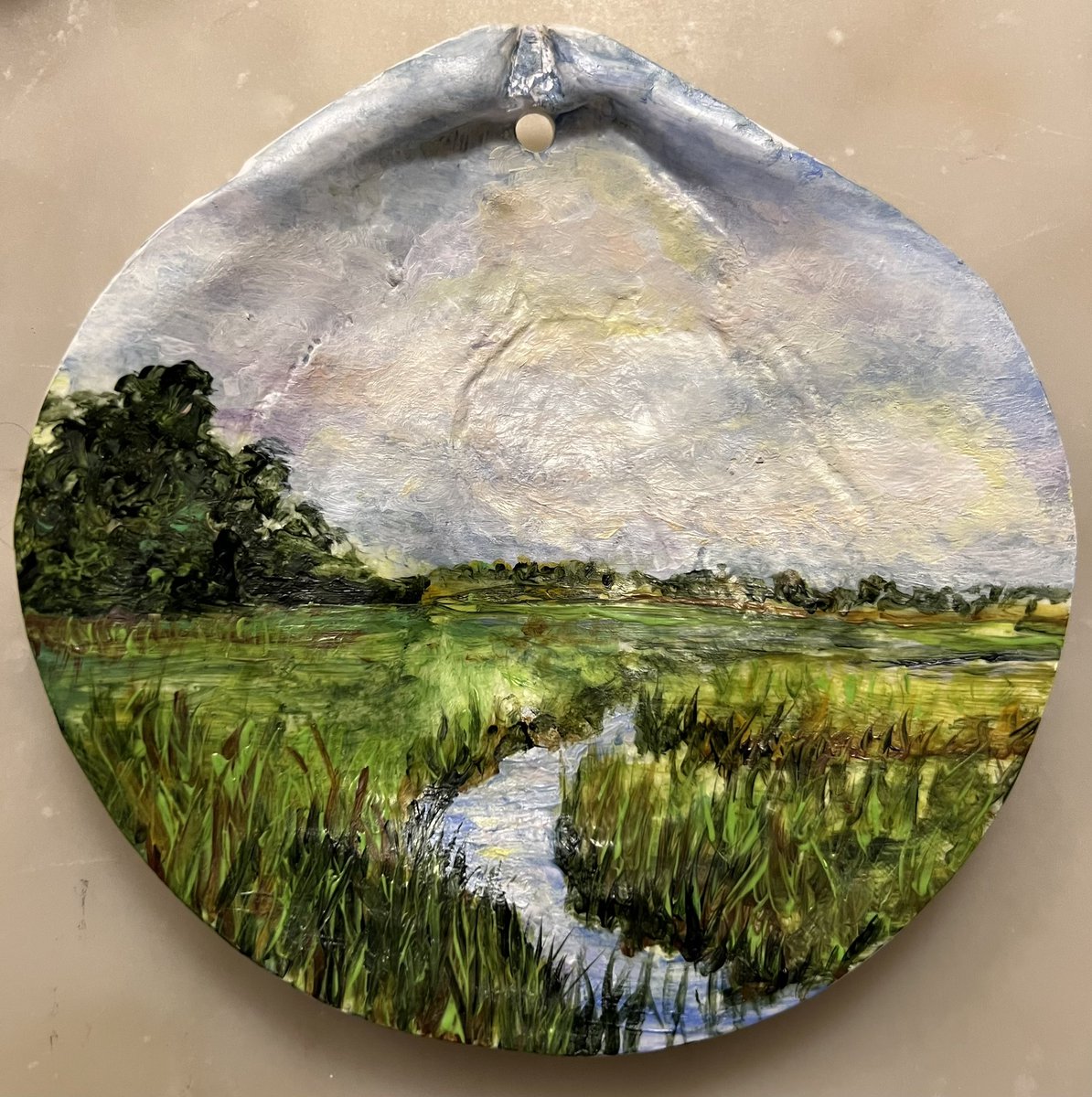 jmmh123's tweet photo. Latest painting project…Shell painting - Cape Cod Marsh series #Art #paintings #VacationProject #CapeCod https://t.co/rwFPdBjPSb