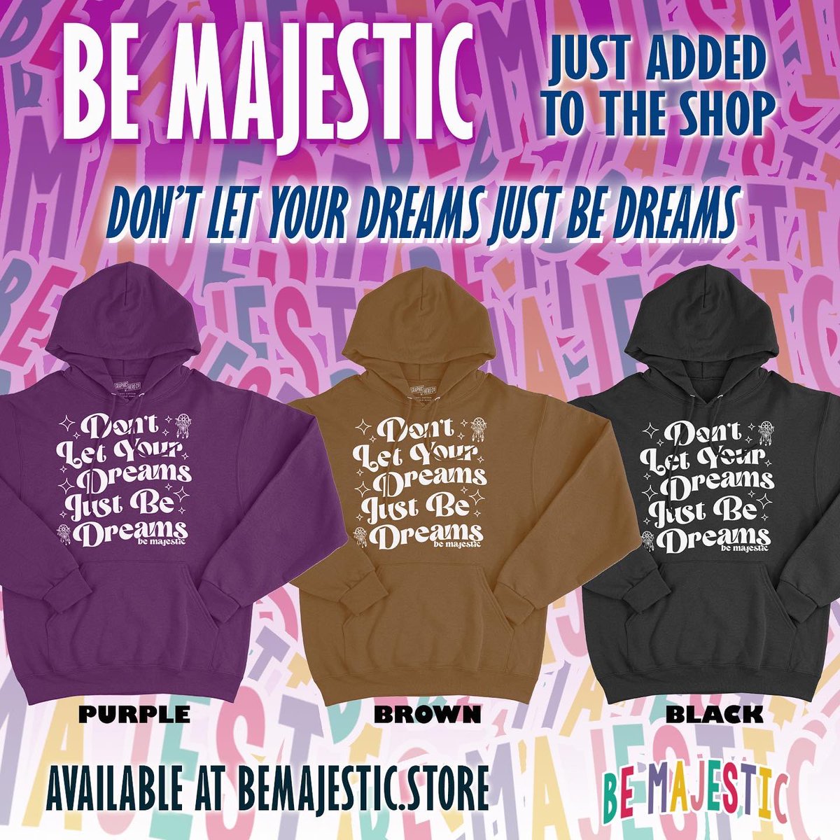 NoaJames's tweet photo. Just Drop Our Dream Hoodies Collection!! ☁️ ☁️☁️
@BeMajesticStore
They come in 3 Colors
Each purchase comes with a free Tee also. 💜🤎🖤
Shop here: https://t.co/foMrDWIMHC
#DontLetYourDreamsJustBeDreams #BeMajestic #Majestic #btyf #bricktoyaface https://t.co/xTR0d2JTnP