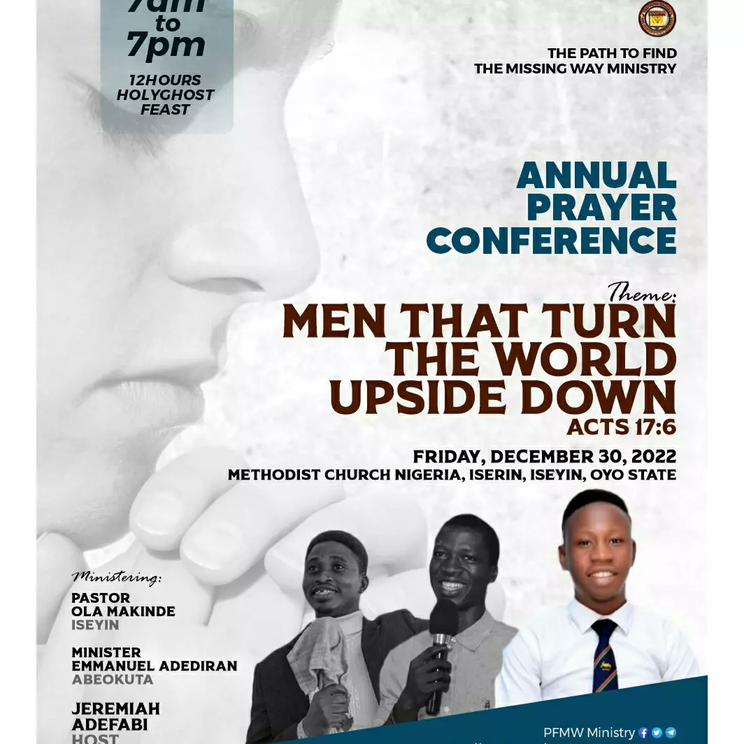 primtomedia's tweet photo. Event flier branded and designed by @primtomedia.

The Prayer Conference is a meeting that holds every year and hosted by @pfmw_ministry. 
This year's edition comes up on the 30th of December, 2022. If you're around Iseyin, do well to attend. https://t.co/SCgUZiDIhF
