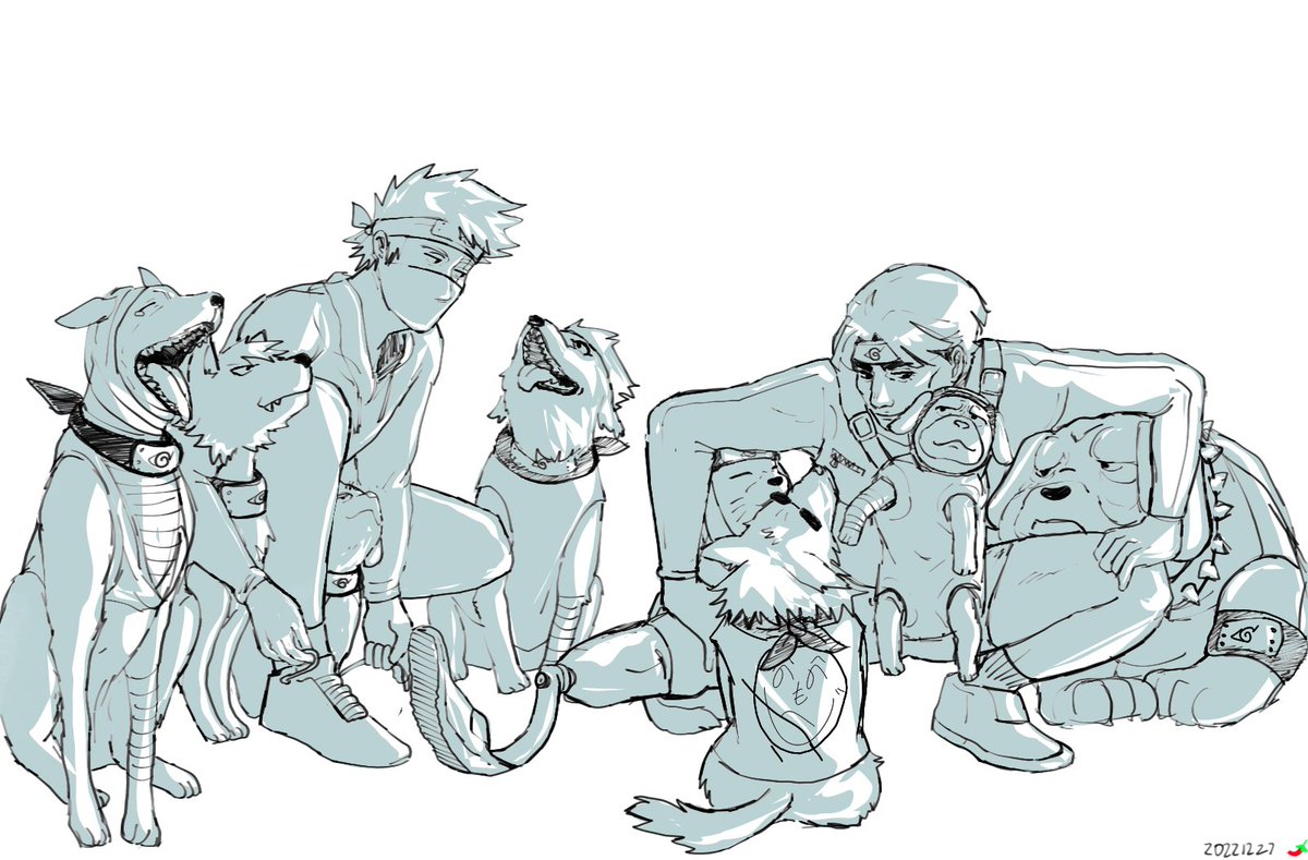 spiiiciest's tweet photo. #gikkgiweek2022 day 3: routine 🐕🏃🏃‍♂️💨 getting ready for a morning run with all of the ninken https://t.co/kJYCszNyP2
