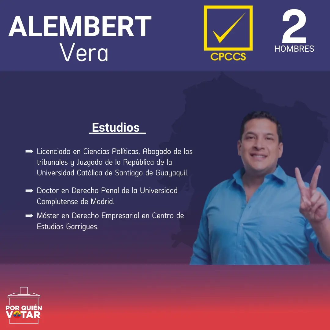 porquienvotarec's tweet photo. Conoce un poco más de este candidato @alembertvr 👇

 ¿Conocías a este candidato que se está postulando al CPCCS? 

 #lamejoropcion #votabien #rankingec #cpccs #elecciones2023 #candidatoscpccs #porquienvotarec #candidato #infórmate #hombres https://t.co/Hhny9ujFZf