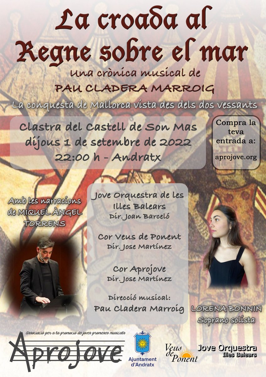 elCrepuscle's tweet photo. ÀUDIO🎙️https://t.co/5kQB2OCi4U Recordam @elCrepuscle @OnaMediterrania del 21/SET., que va incloure la conversa de @pere_estelrich amb el jove compositor i violinista PAU CLADERA MARROIG, autor d'aquesta cantata sobre els primers dies de la #Conquesta #JaumeI @aprojove https://t.co/1ffDwVw25h