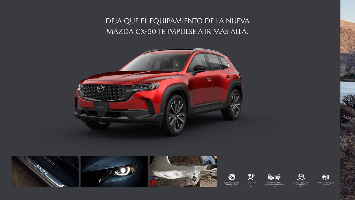 mazdacolombia's tweet photo. Desde su espacio de carga que permite llevar a bordo el equipaje de tu familia, hasta la comodidad de su interior, la nueva Mazda CX-50, fue diseñada para darte una experiencia de confort total en tus recorridos. https://t.co/cKl8noT2XY