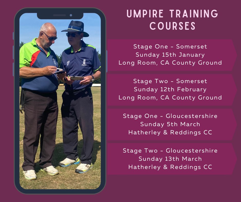 The 'points for umpires' scheme is continuing through 2023, and both GACO and SACO have announced their course dates 👇

Discounts are available if you book onto both the Stage One and Stage Two course, and clubs can claim course fees back from Allan Taylor.