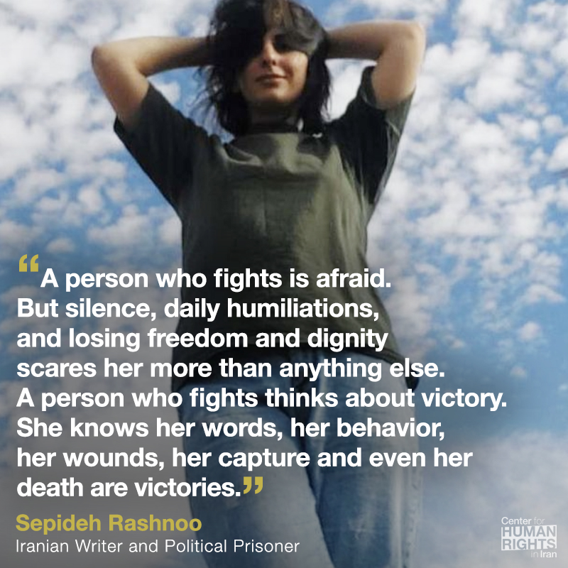 ICHRI's tweet photo. Sepideh Rashnoo, arrested in July for peacefully opposing the Islamic Republic's forced-hijab law, has been issued a 5-year suspended prison sentence—meaning she could be jailed at any time.

Here's how she responded. 
#Masha_Amini #Iran #IranRevolution
#مهسا_امینی 
#سپیده_رشنو https://t.co/Vtt2qtY1En