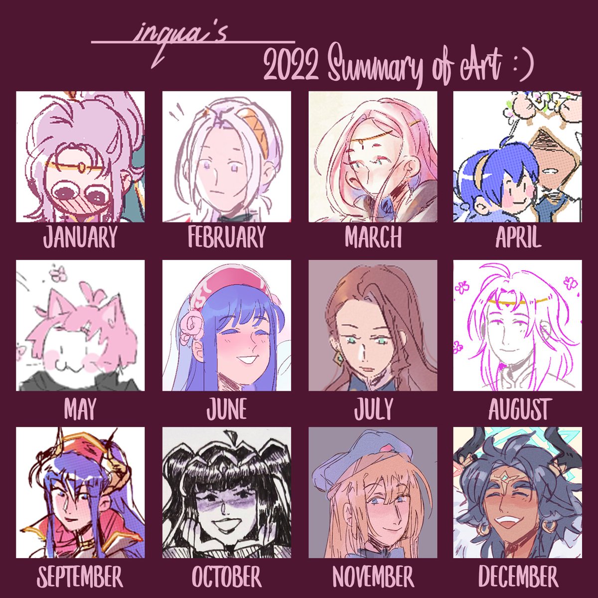 inqua_art's tweet photo. some stuff i drew in 2022 🎨

this will be my last art post on twitter for now! again thanks so much for your support up until now and hopefully see you elsewhere! ❤️ :) https://t.co/e6rSWIks66