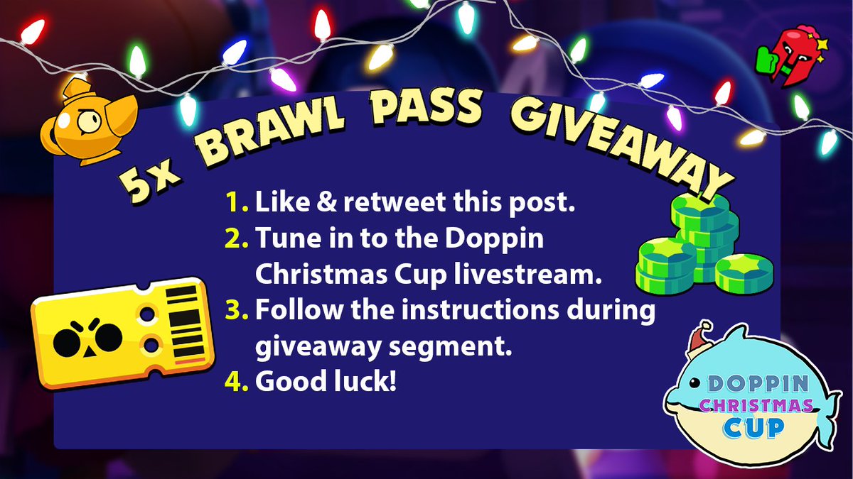 Doppin Christmas Cup LIVESTREAM GIVEAWAY! Let's go!🎄

Instructions:
-♻️and ♥️ this post
- Tune in to the Doppin Christmas Cup Livestreams at twitch.tv/wigglyspoo starting 5PM and 7PM (SGT) for Day 1 and 2 respectively!  
- Follow the instructions during the giveaway segment!