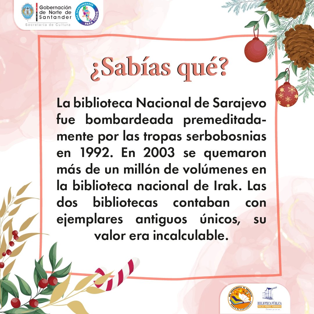 🤔¿Lo sabías?🤔 ¿Qué opinas de esto?
📌 Somos la Red Departamental de Bibliotecas de Norte de Santander, un programa de la Gobernación de Norte de Santander, liderado por la Secretaría de Cultura Departamental.📖
#libros #colombia #datoscuriosos
<a href="/GoberNorte/">Gobernación de Norte de Santander</a> <a href="/RNBPColombia/">Red Nacional de Bibliotecas Públicas de Colombia</a>