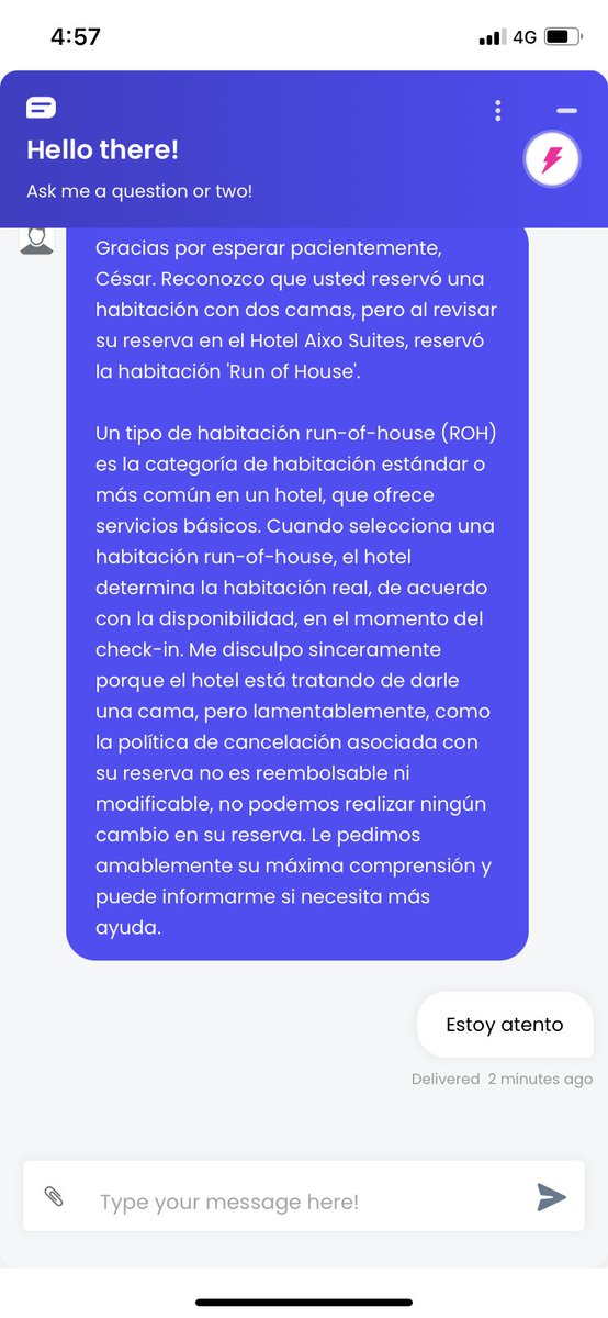 cesarjimenezm's tweet photo. @DespegarCo venden habitaciones más costosas con dos camas y en el hotel nos dan una, ellos se lavan la mano y decían que no responden. App súper me arrepiento de no comprar en https://t.co/8GGW3o3so2 https://t.co/9Z6u3eFmDS