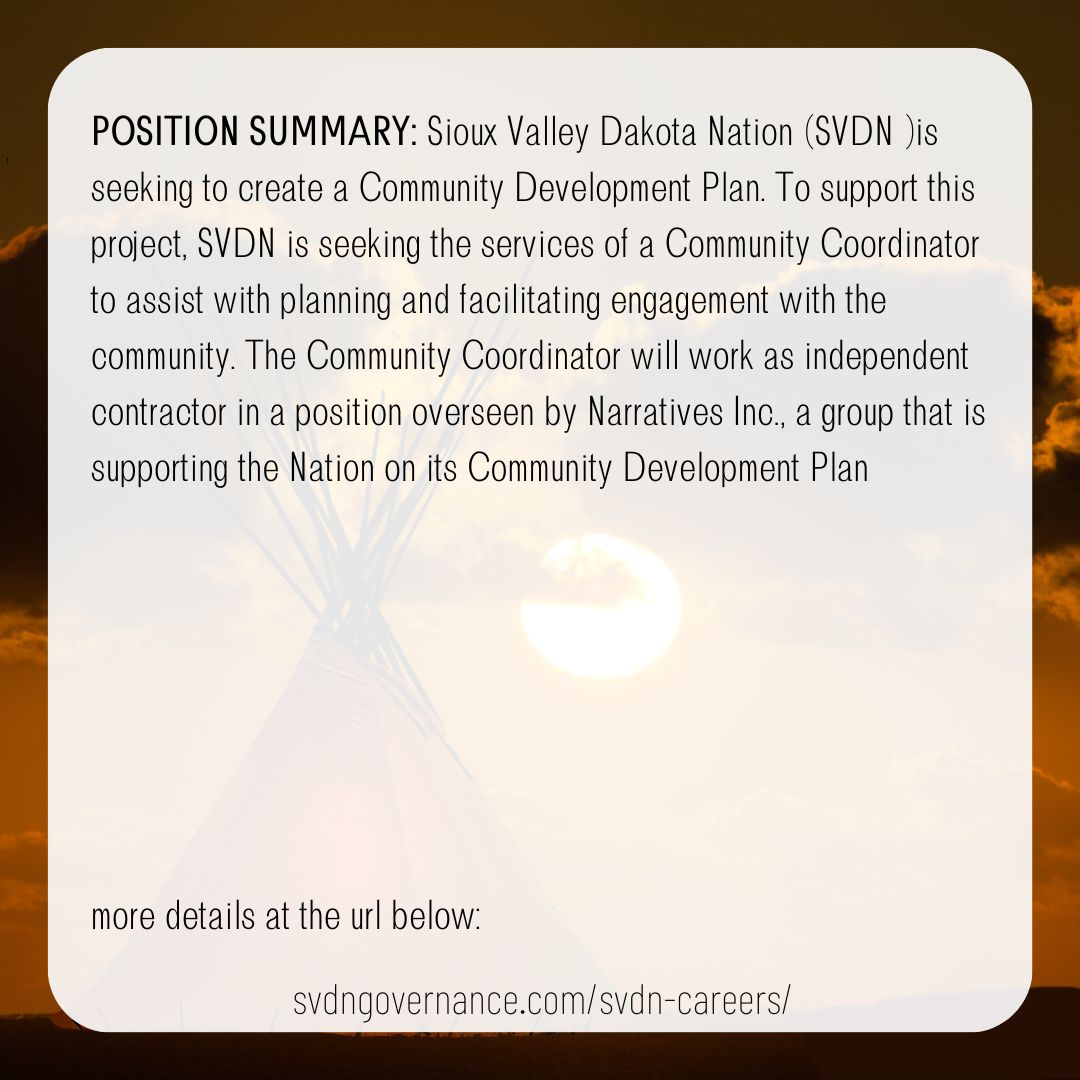 SVDN_Self_Government_Community_Coordinator_FT_2023.01.13_2022134
Deadline: January 13, 2023 4:00 pm

svdngovernance.com/svdn-careers/
