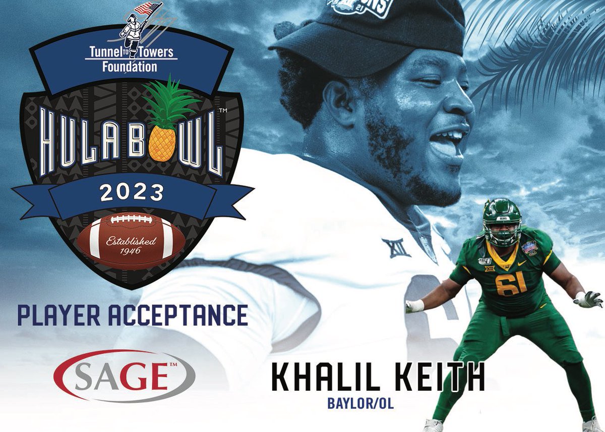 Let’s Get it Lil! You earned it. You can watch our client and 2023 NFL Draft Prospect Khalil Keith Offensive Lineman out of Baylor January 14, 2023 on CBS Sports playing in the Hula Bowl. #KoolVibeSports @Khalil_K64 @Hula_Bowl