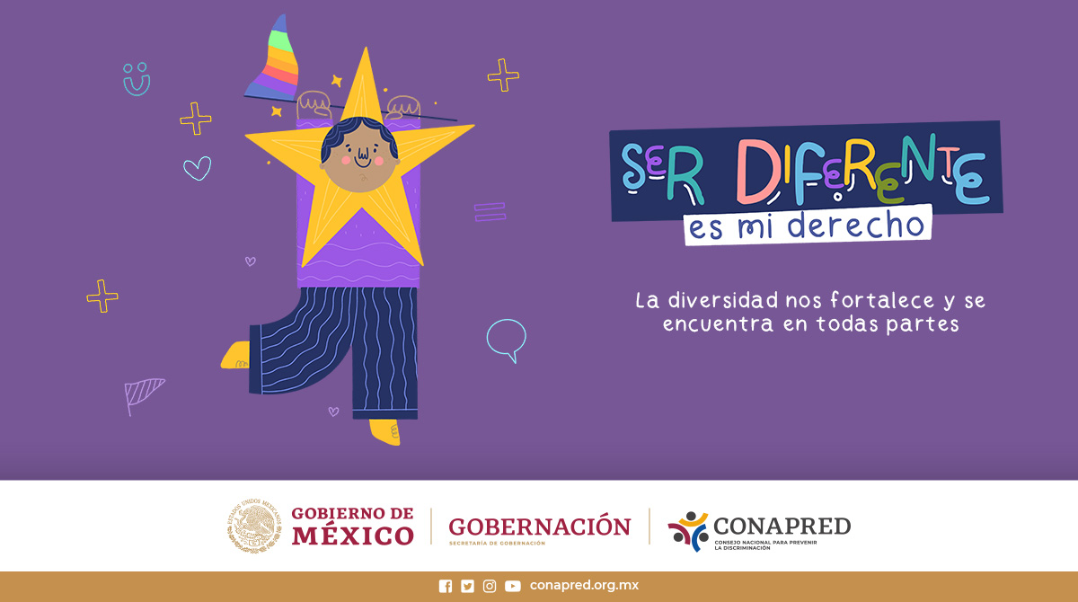 CONAPRED's tweet photo. 🟣🟨🟢🔵🟥La diversidad social nos enriquece. Todas las personas tenemos derecho a vivir con igualdad y sin discriminación. 

#SerDiferenteEsMiDerecho 
#LaDiversidadNosUne https://t.co/ZAHbnzMLDj