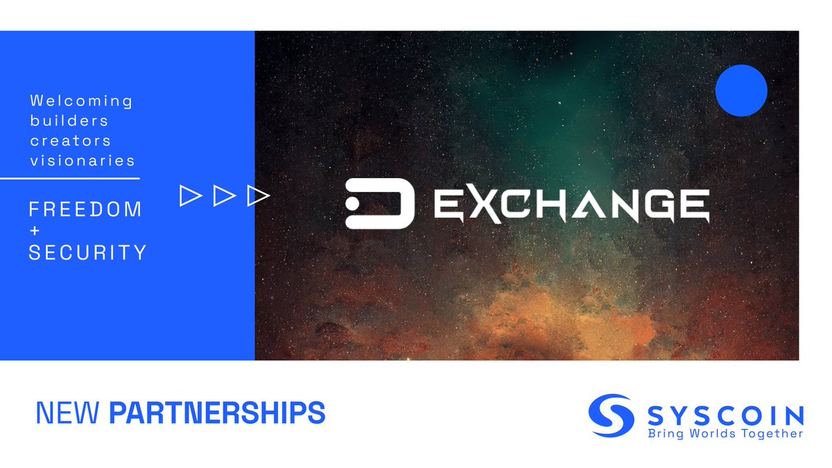 Order book DEX - all you love about CEX, none of what you don't!

🔊#Syscoin's #L2 rollups will make it possible, and our new partnership with <a href="/dexchange_live/">Dexchange</a> can make it a reality in the $SYS ecosystem.

Find out how we're working together:
🔗syscoin.org/news/cex-like-…