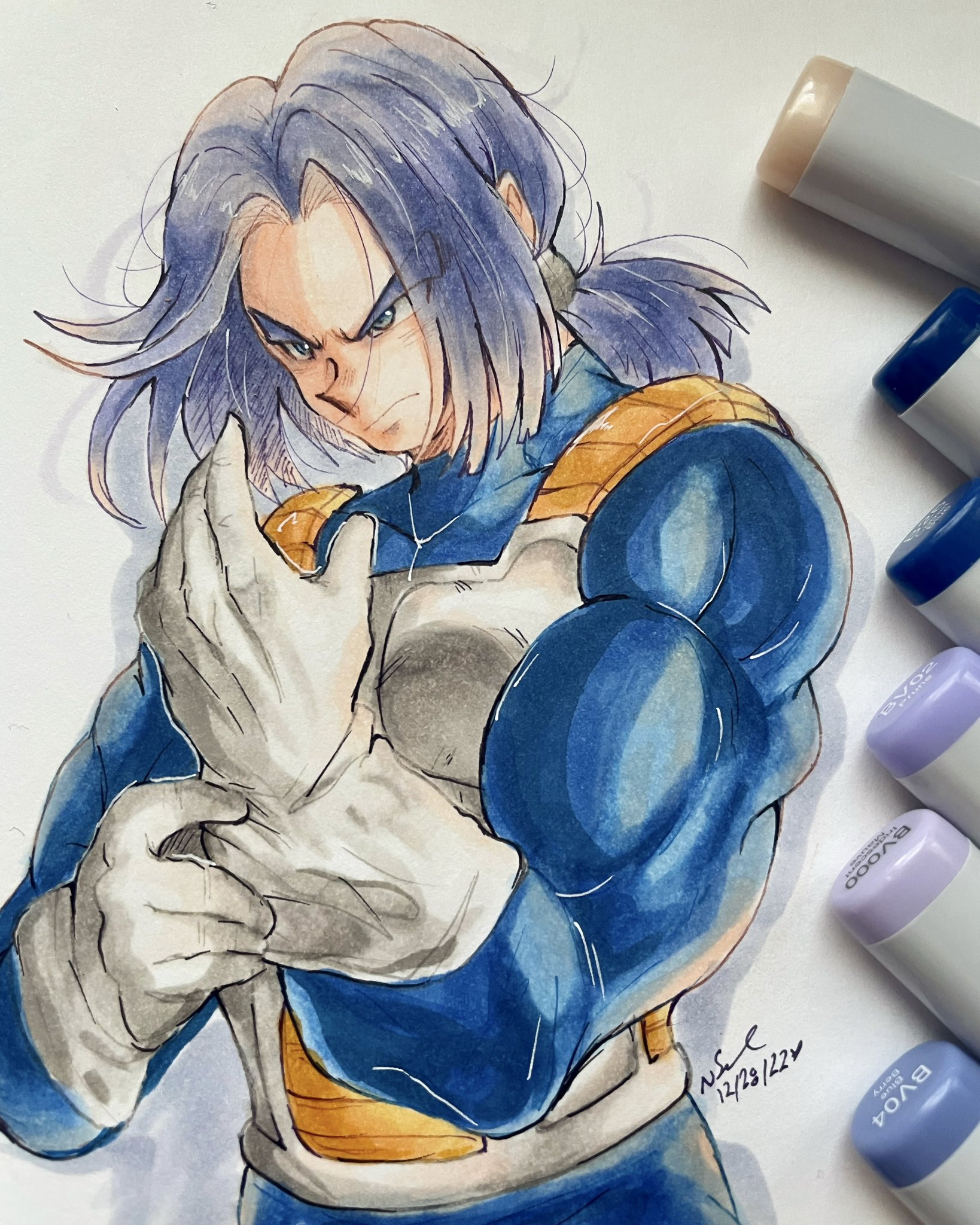 sara 🌙💫 dbs brainrot on X: future trunks 👀💜 i love his saiyan armor  outfit 😳  / X