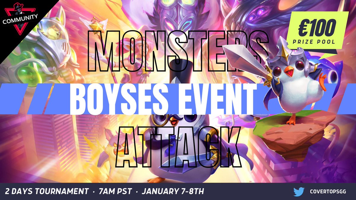 Time to announce our next event! <a href="/Boyses21/">Boyses</a> is organizing our 1st <a href="/TFT/">Teamfight Tactics</a> Tournament! 
January 7-8th 7 am pst with a prize pool of 100 euros and a custom Covert OPS jersey!
Everyone is welcome to join and sign up in our community discord here: 

discord.gg/CCjWjUX8zG

GL&amp;HF!