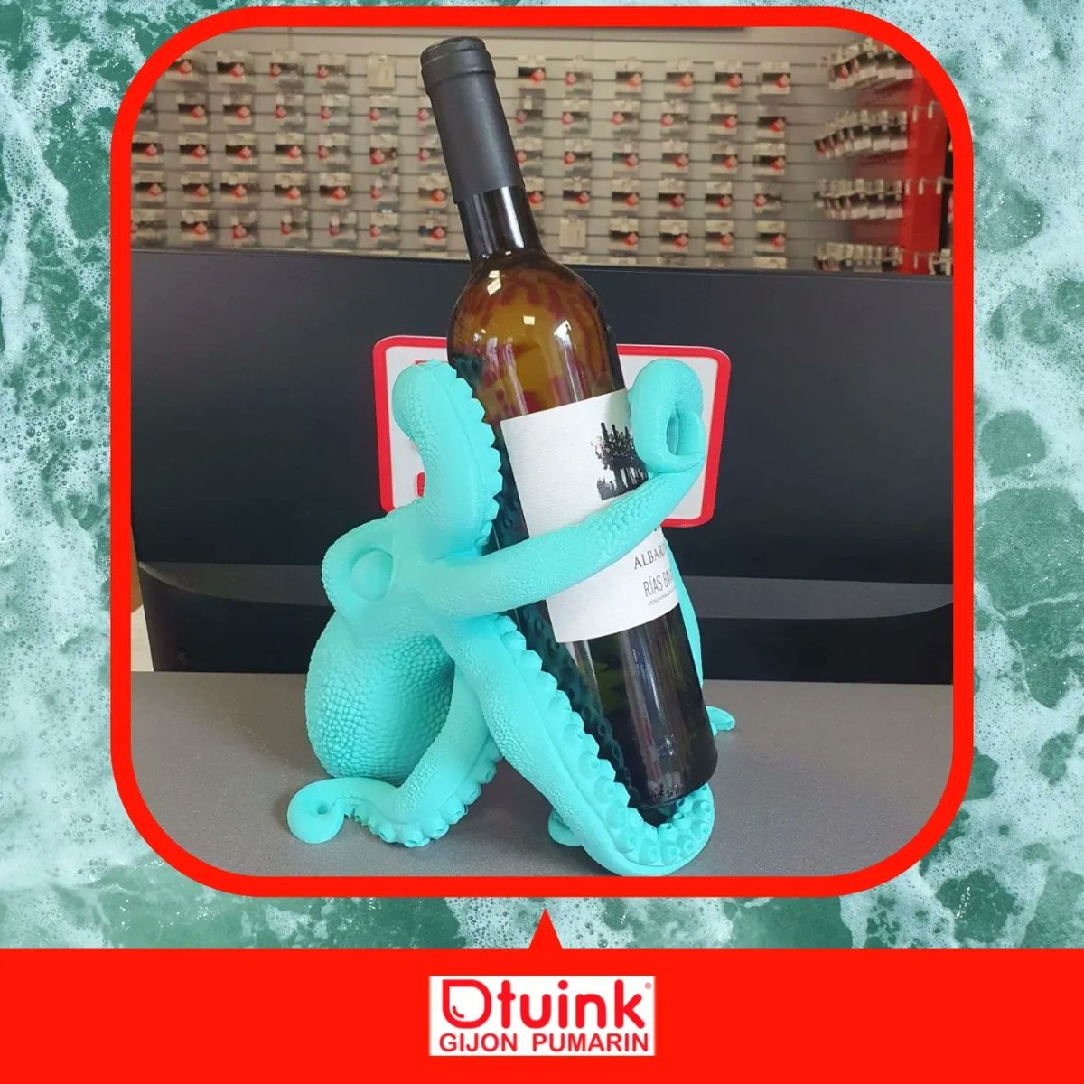 GijonTuink's tweet photo. 📣📣 El #GreatestPrint de la semana es este original #pulpo 🐙 porta-botellas, impreso en #3D con nuestro filamento genérico #PLA de color #turquesa 👌😊
#Tuink3D #Impresión3D #Impresora3D #ArtilleryX1 #Creality #CR10S #SizeMatters #FabricaciónAditiva #asturmaker #albariño #Tuink https://t.co/rA78udTkWD