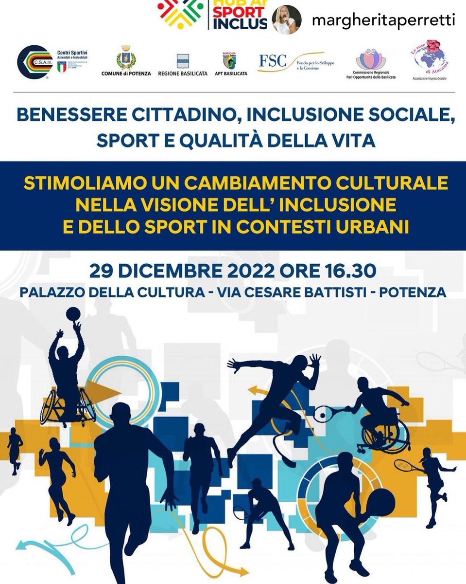 Lo #sport è strumento di #inclusione sociale, #educazione, #sostenibilità e rigenerazione urbana. 
Svolge un ruolo importante per l’integrazione di gruppi svantaggiati, promuove la diversità, contrasta le discriminazioni.