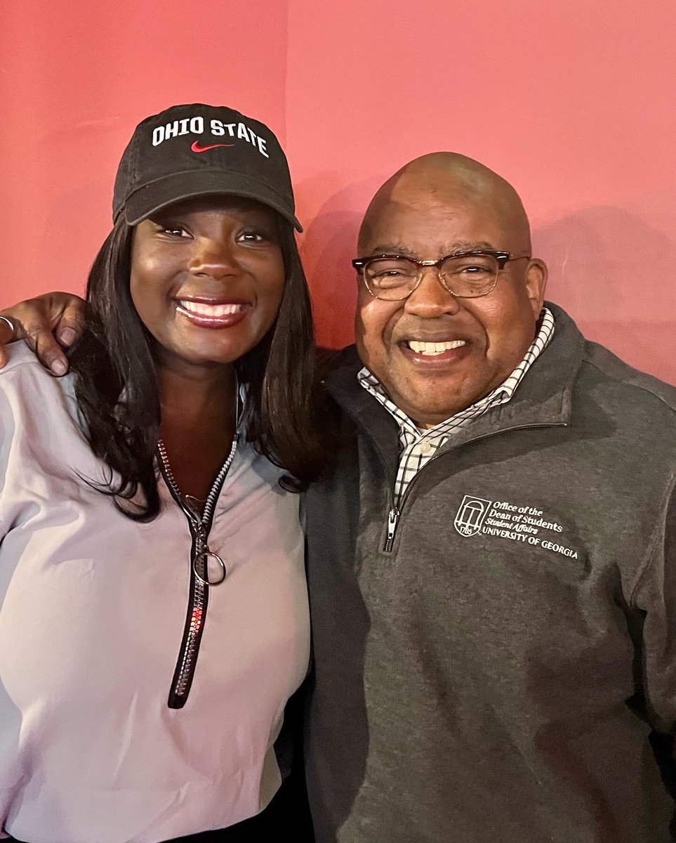 ScarletGraySLVP's tweet photo. Are we foes or are we friends? Guess it will have to be both until the end of the @CFAPeachBowl ! Was wonderful seeing my friend, colleague and temporary foe, Dr Victor Wilson, VP for Student Affairs @universityofga https://t.co/bKxdqxhKWS