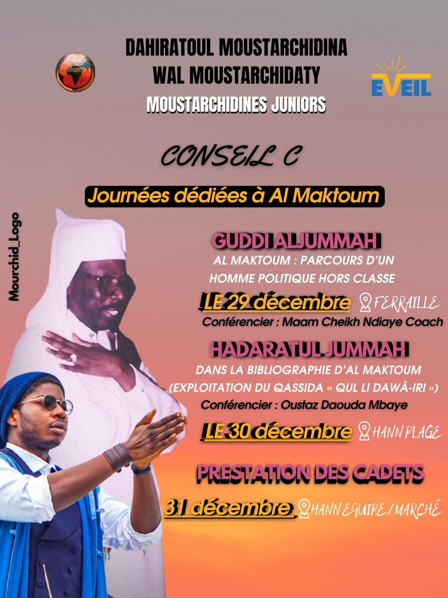 MaamCheikh7's tweet photo. Salam. Pour cette année, je serai avec le Conseil C du DMWM à Yarakh comme conférencier pour le thème "Al Maktoum, un homme politique hors classe", et ceci dans le cadre de la commémoration de la naissance de mon homonyme d'idole.
#MaamCheikh #KouNekkakSaTourendo https://t.co/NxIM5LJfgX
