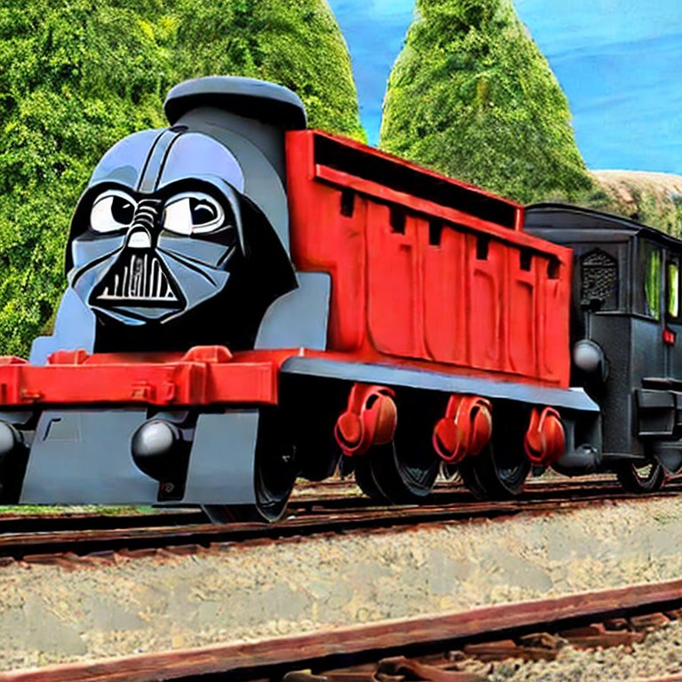 seanmcdirmid18's tweet image. Darth vader thomas the tank engine (stable diffusion)