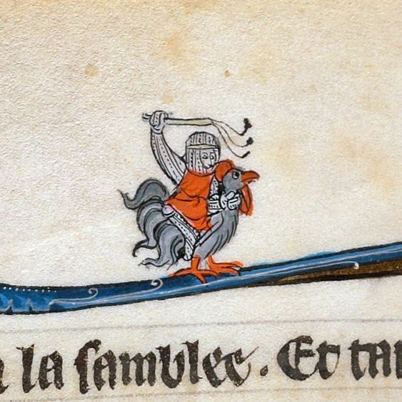 WeirdMedieval's tweet photo. chicken knight, france, 13th century https://t.co/we6sQrfRwB