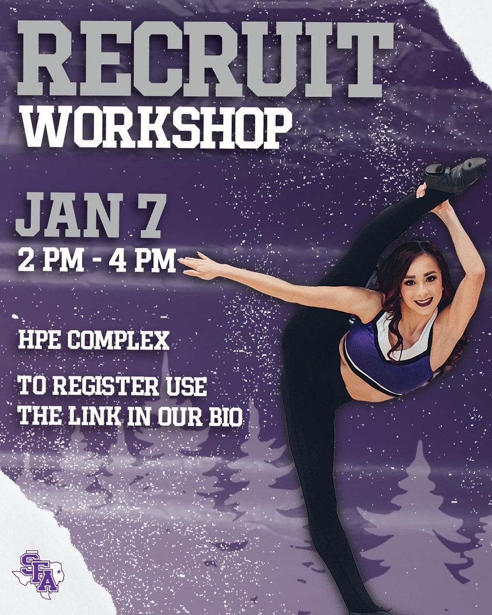 SFA_Dance_Team's tweet photo. Swipe for the details โก๏ธ
Our recruit clinic is only days away! Use the link in our bio to register ๐ค
#AxeEm x #RaiseTheAxe x #sfadt https://t.co/XVbOaDzHXY