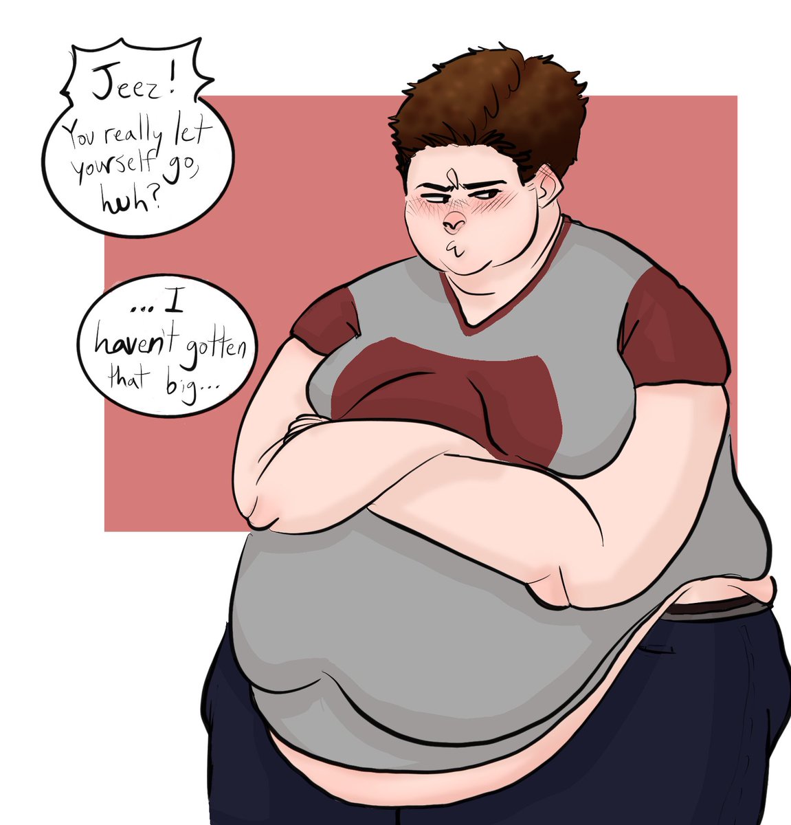 artloser666's tweet photo. I love a good bit of teasing with a person in denial of their weight gain https://t.co/1uZb3D77Df