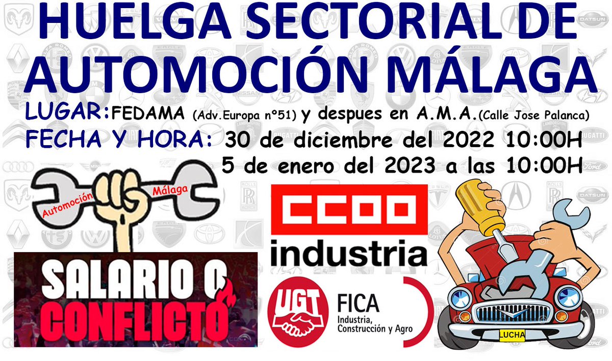 Chande174's tweet photo. 🔴 Los y las trabajadoras de la AUTOMOCIÓN de Málaga, merecen un salario digno.
La propuesta salarial de la patronal es un insulto a la inteligencia y a la profesionalidad del personal del sector. Apuestan AHORRASE 75€ mensuales en 2022
#SalarioOConflicto 
#HuelgaAutomociónMlga https://t.co/h4iVh5tglr