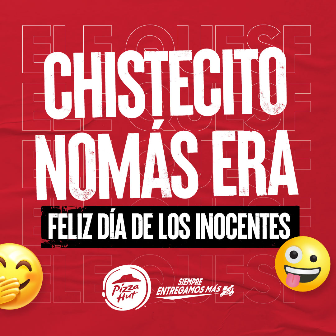 Es broma, pero si quieren no es broma… ¡Feliz Día de los Inocentes 🫣! Aunque nos encanten las nuevas combinaciones, esta simplemente no será 🥹🤭🤭

¿Con qué ingredientes ecuatorianos armarías tu Pizza?#CostaSierra 🫐🍤🌽🧄🥦.

#PizzaHutEcuador #DíaDeLosInocentes