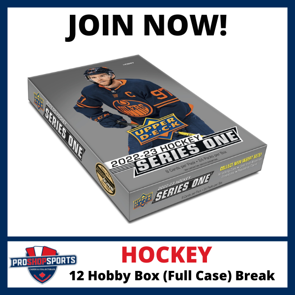 ProShopSports's tweet image. New Break! Join now at ProShopSports.ca. Full case of 2022/23 Upper Deck Series One. $65/spot including lettermail shippping for all hits in Canada and USA. #casebreakers #cardshops #hockeycardscollector #localcardshops #hockeycardscanada #sportscards  #hockeycards #NHL
