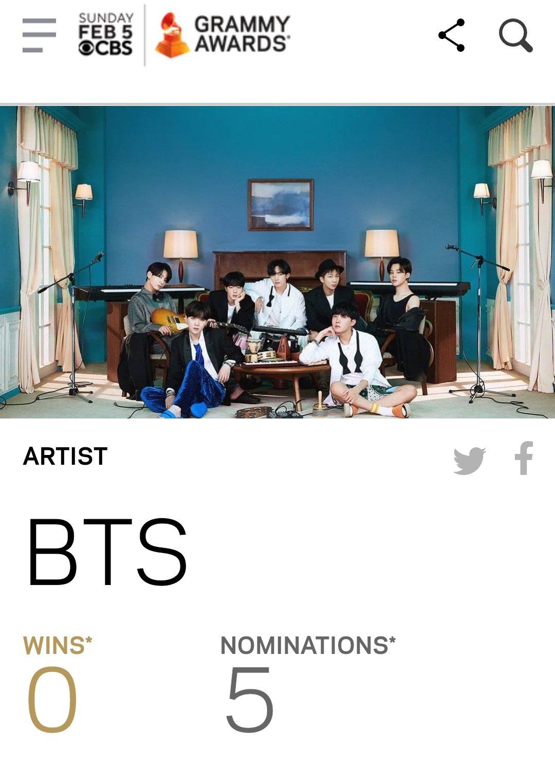 BTS Charts Daily⁷ on Twitter "The members and BTS_twt's GRAMMYs