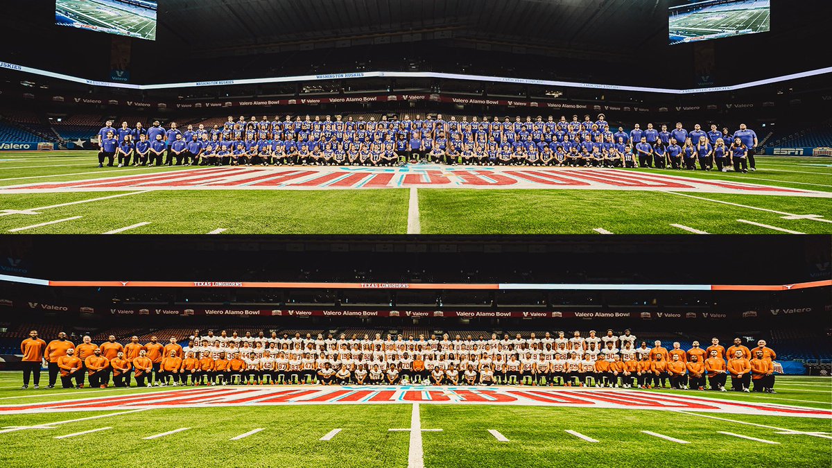 valeroalamobowl's tweet photo. Lookin' good @texasfootball and @uw_football 🔥 #hookem #purplereign #valeroalamobowl https://t.co/MqlmDqHNtD