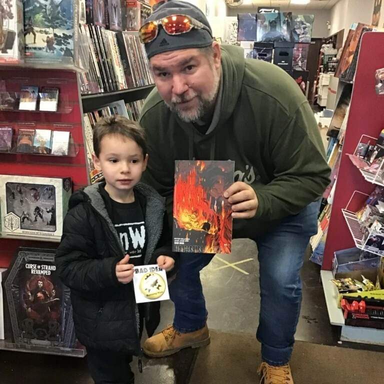 Amazing_Fantasy's tweet photo. We had some excited button winners at our 3 stores today for the newest from @badideahello #BurningMan. https://t.co/gzqAU318rA