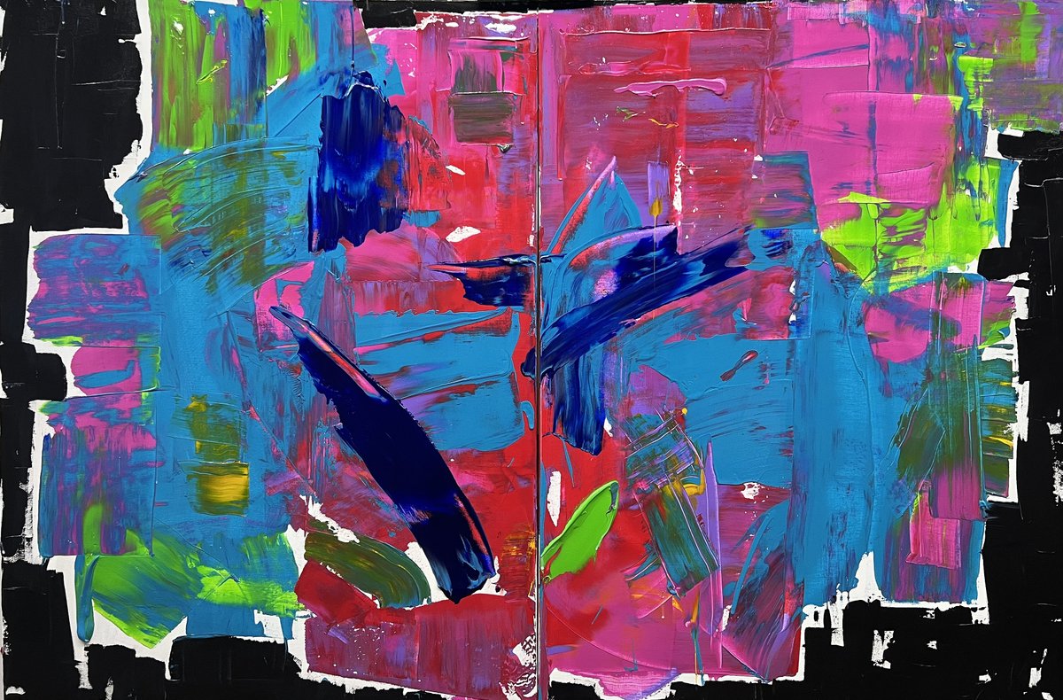 A  new 4ft by 6ft diptych (2 panels forming one image). Acrylic on canvas. REMEMBER. Be fearless in whatever you do. You should only answer to yourself.