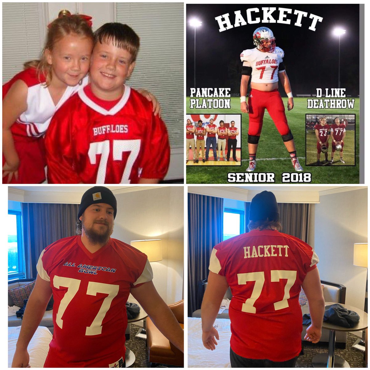 slim1fan's tweet photo. Seeing Nick in his jersey today brought back great memories! Thank you to everyone that help support Nick’s dream. He is truly blessed. @JRussell8721 @77Hackett @lukegoode10 @slim1fan @360SportsAgency @joeaustin247 @LoneOakFTBL https://t.co/uPlVhieEpm