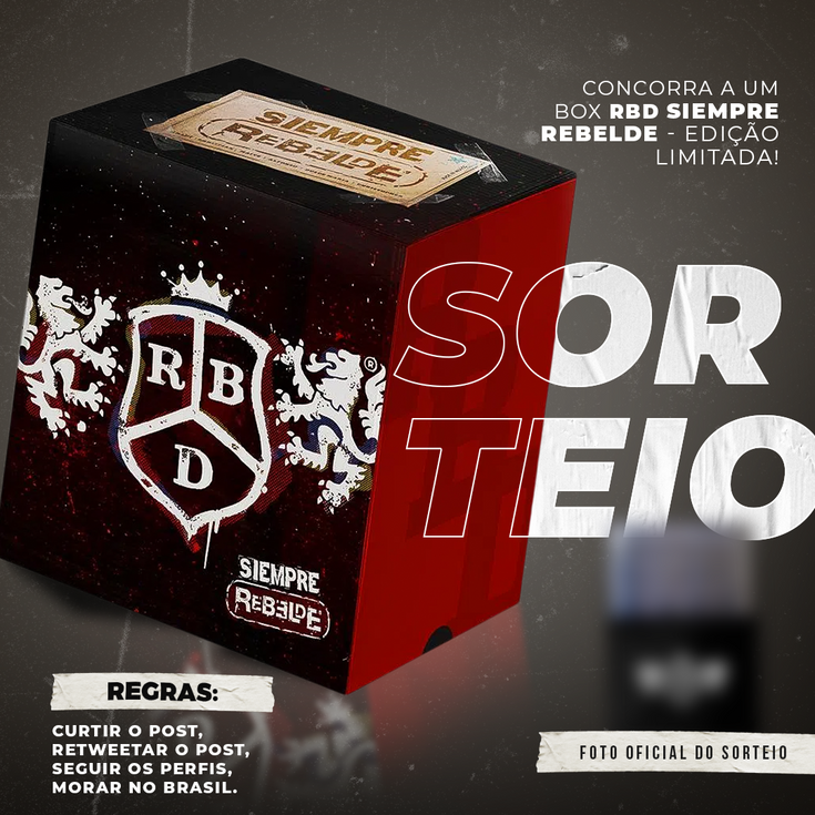 RBDFotosHQ's tweet image. 🚨 SORTEIO: Box Siempre Rebelde 🚨

⚠️REGRAS:
➠ Seguir @RBDFotosHD
➠ Seguir @PortalRBD
➠ Seguir @RBDManiaco
➠ Curtir e dar RT nesse tweet (sem citar)
➠ Morar no Brasil

👉🏻RESULTADO: 05/01/23